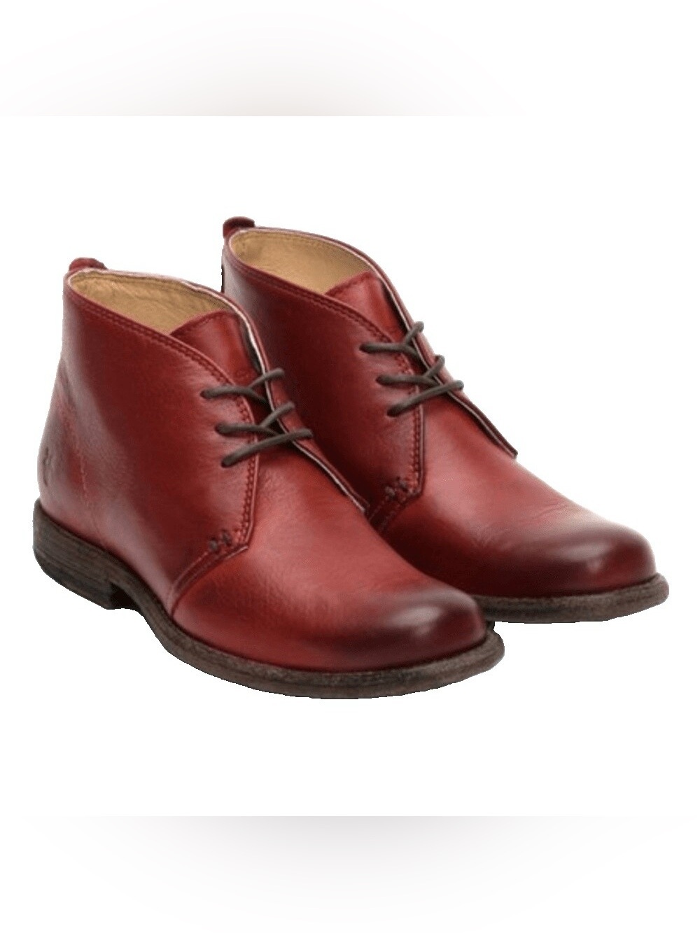 The Frye Company Chukka Leather Lace Ankle Boots in Burgundy